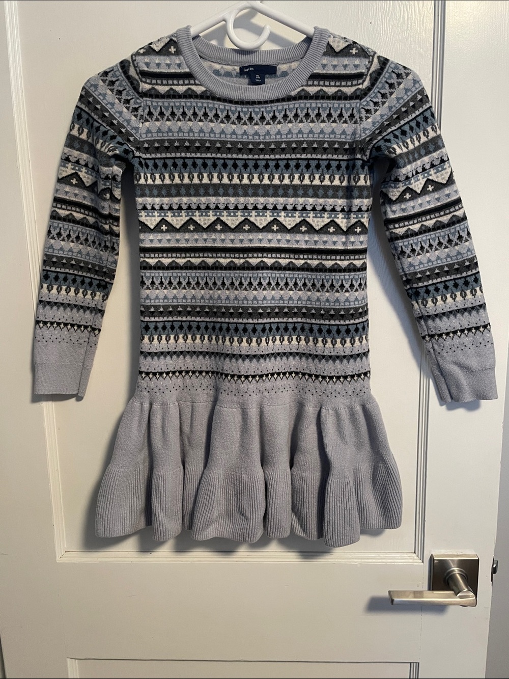 GAP Kids Light Gray Fair Isle Knit Sweater Dress